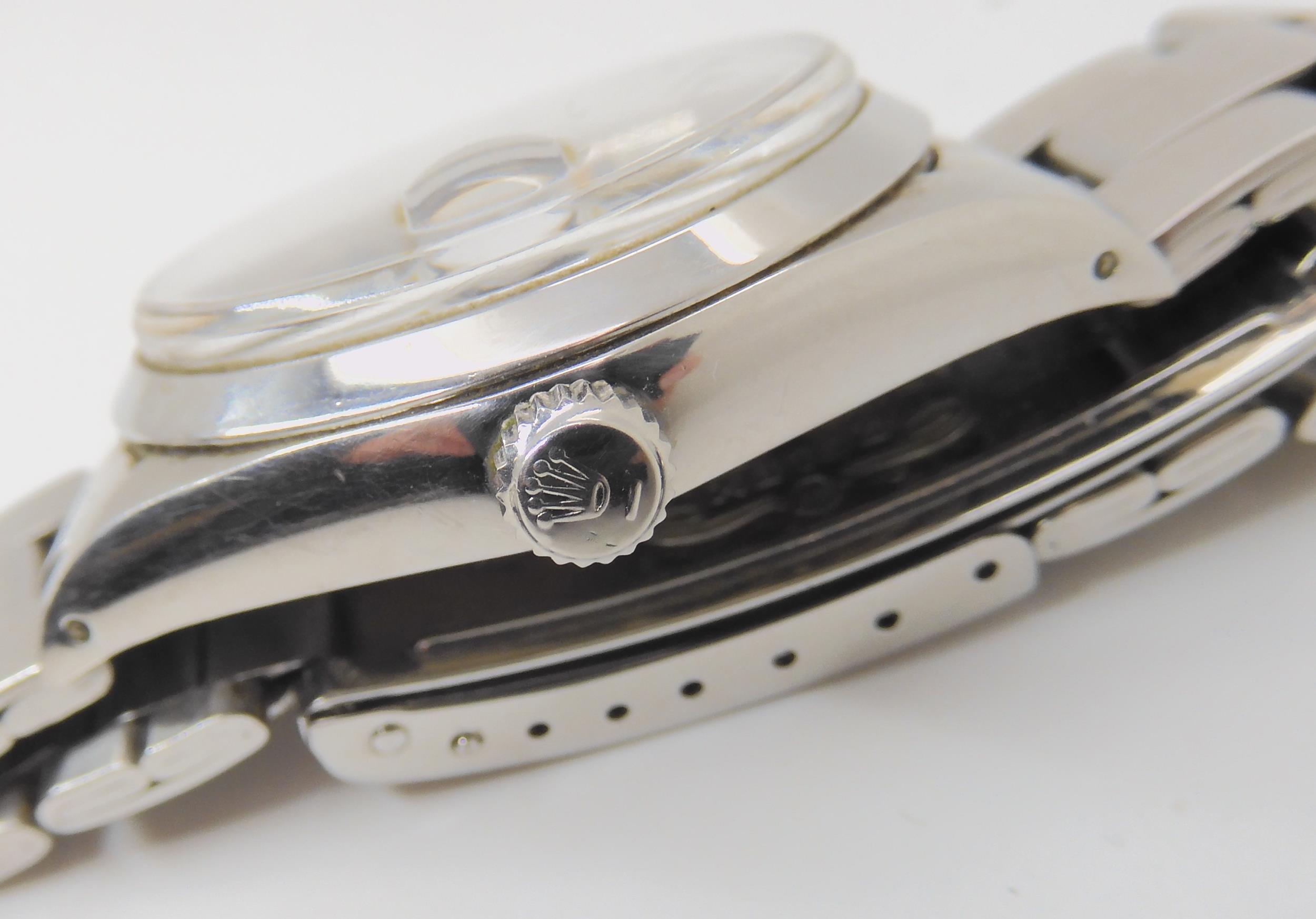 A ROLEX OYSTERDATE PRECISION with dark grey satined dial, silver coloured baton numerals, hands, and - Image 3 of 14