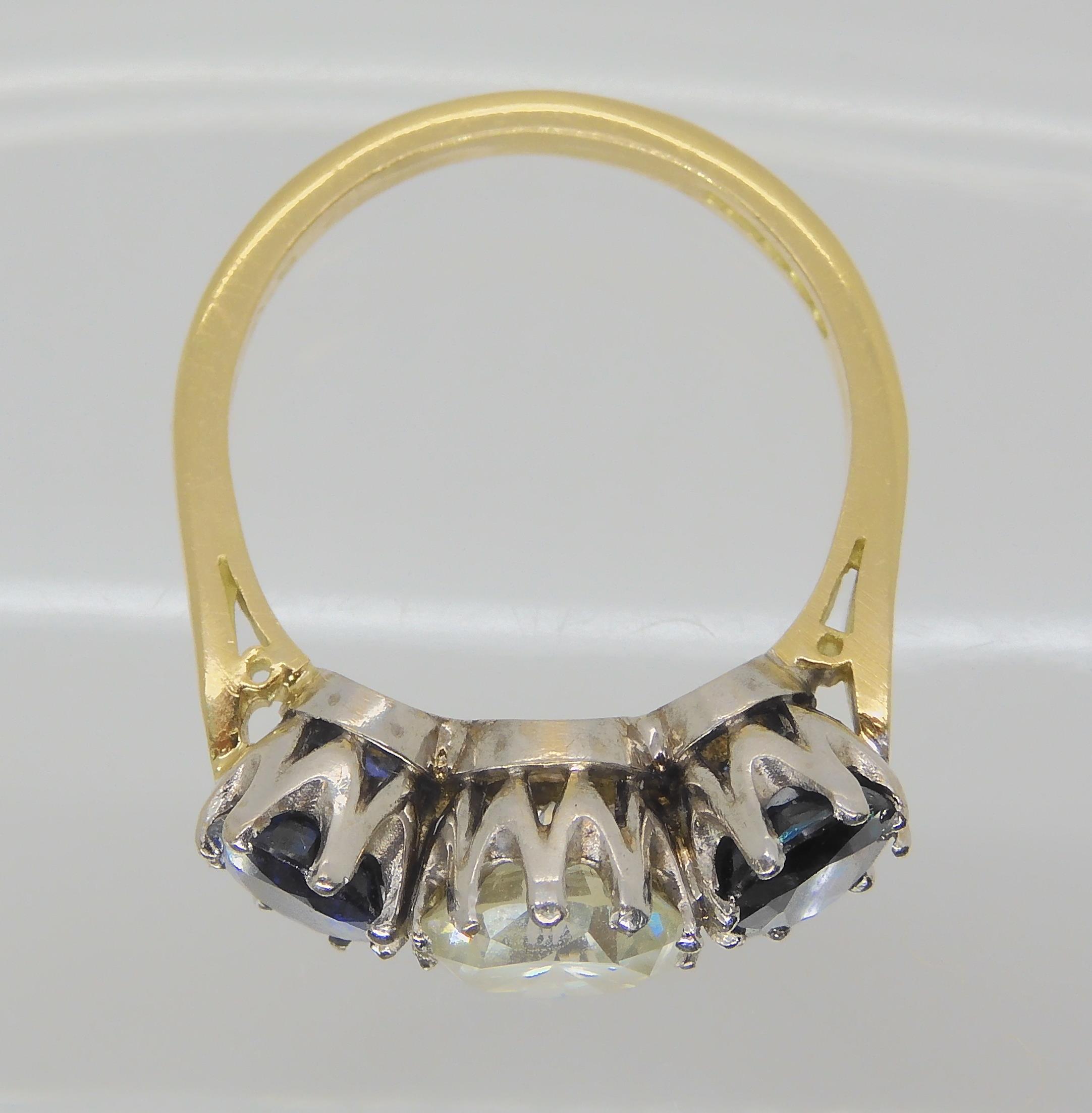 A SUBSTANTIAL SAPPHIRE AND DIAMOND RING set in a 18ct yellow and white gold classic crown setting - Image 4 of 5