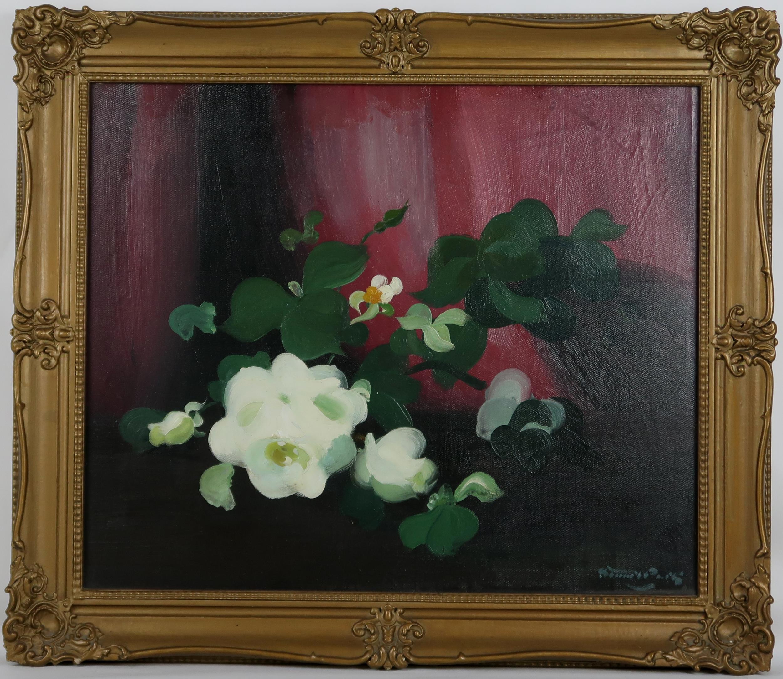 JAMES STUART PARK (SCOTTISH 1862-1933) WHITE ROSES Oil on canvas, signed lower right, 48 x 59cm ( - Image 2 of 4