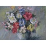 LENA ROBB (SCOTTISH 1891-1980)  SUMMER FLOWERS STILL LIFE Oil on board, signed lower right, 45 x