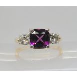 *WITHDRAWN*AN 18CT GOLD DIAMOND AND RUBELLITE RING set with estimated approx two 0.25ct brilliant