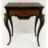 A VICTORIAN EBONISED BOULLE WORK DRESSING TABLE with hinged top concealing mirror and tray insert