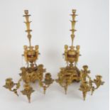 A PAIR OF 19TH CENTURY ORMOLU AND RUSSO MARBLE CANDLESTICKS each with a pair of caryatids supporting