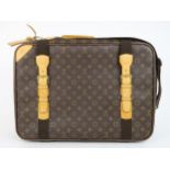 A LOUIS VUITTON SATELLITE 53 SUITCASE In signature monogram canvas with tan leather strapping and