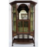 AN ART NOUVEAU MAHOGANY SHAPLAND & PETTER, BARNSTABLE DISPLAY CABINET with mother of pearl marquetry