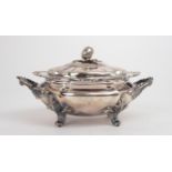 AN EARLY VICTORIAN SILVER TUREEN by Samuel Roberts & Co, Sheffield 1846, of lobed oval form, with