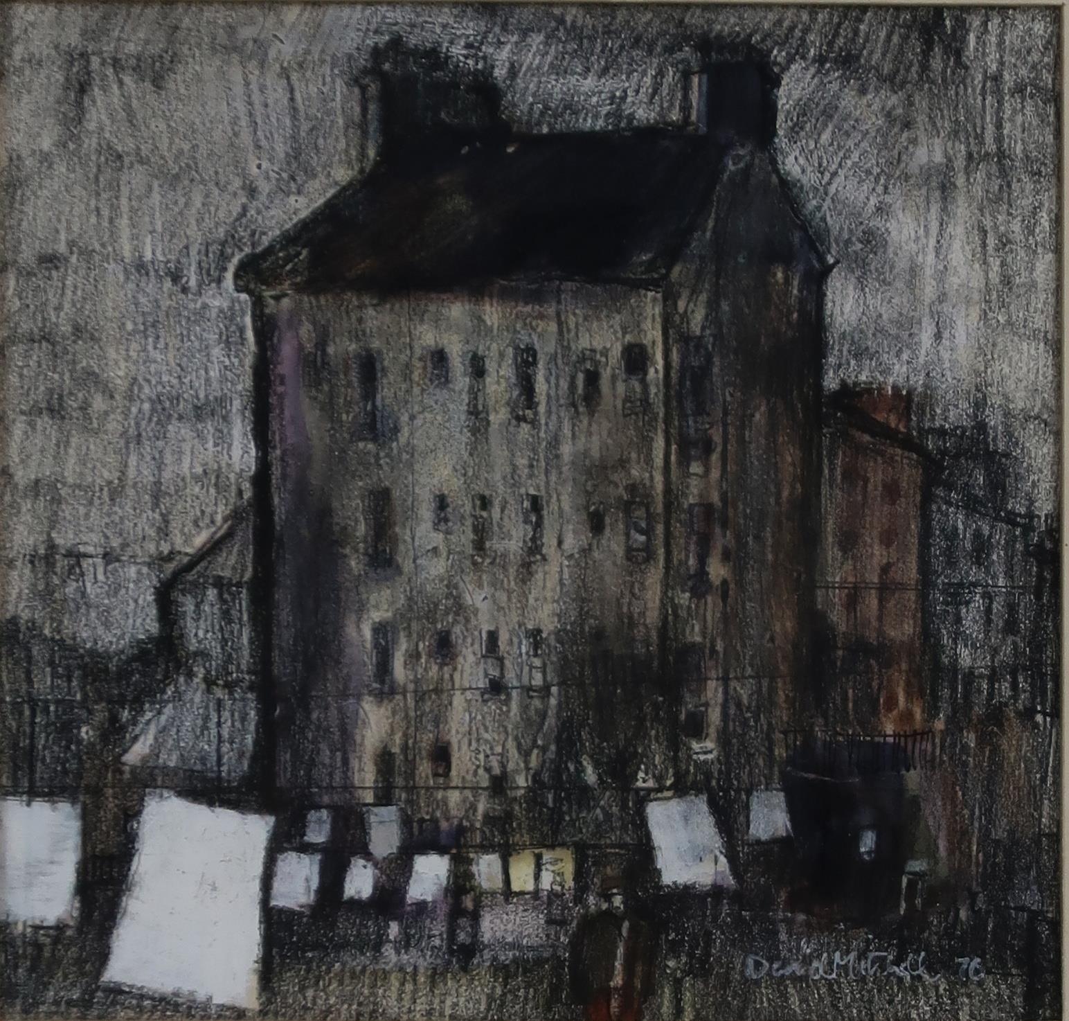 DAVID MITCHELL (SCOTTISH 20TH CENTURY) GLASGOW TENEMENT Mixed media on paper, signed lower right and