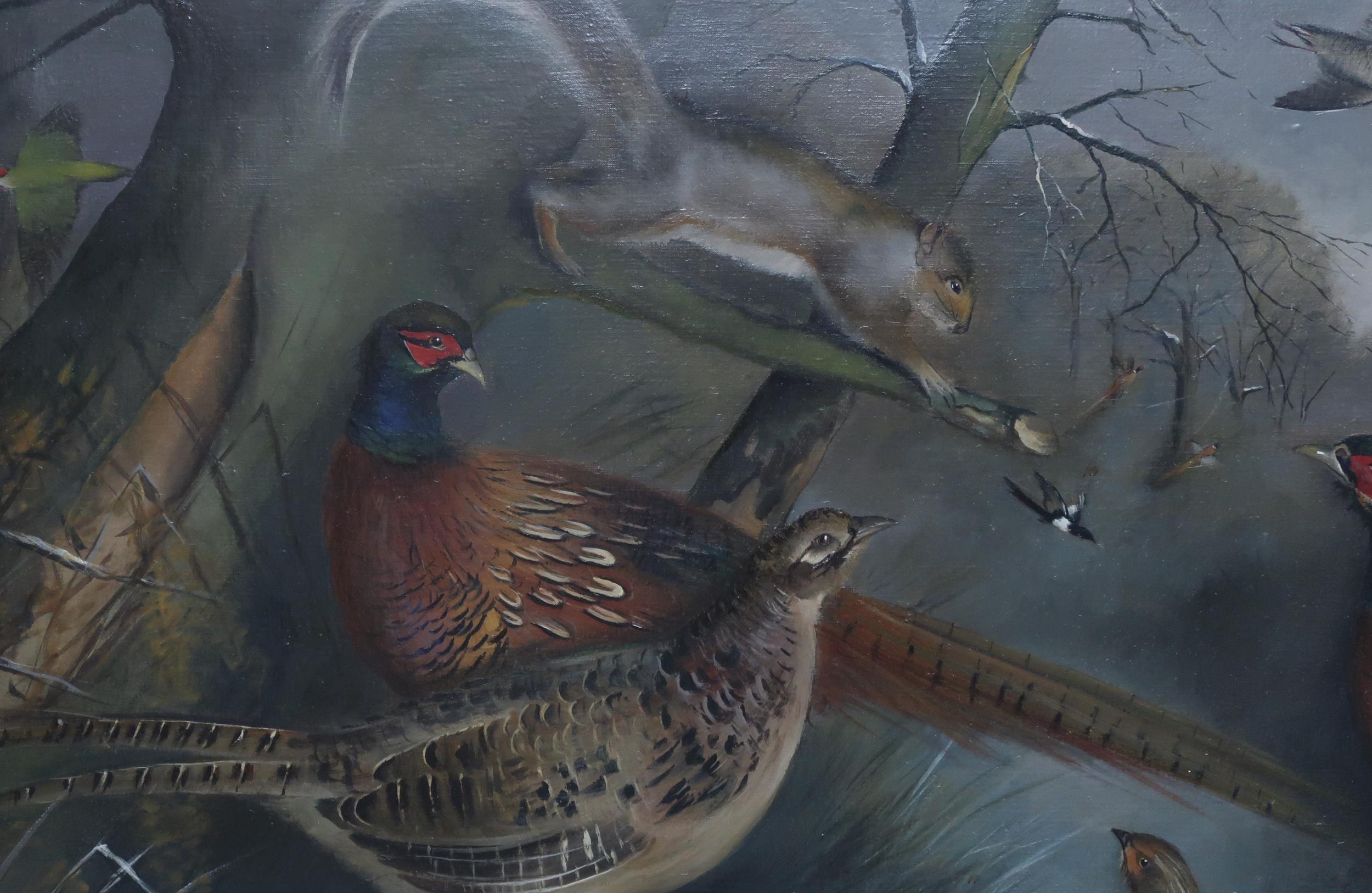 EDWARD HASELL MCCOSH (SCOTTISH b.1949) PHEASANTS, FOWL AND SQUIRREL IN A LANDSCAPE Oil on canvas, - Image 5 of 6