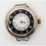 AN UNUSUAL ROLEX HALF HUNTER WRISTWATCH a trench watch, with black enamelled chapter ring, white