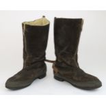 A PAIR OF WW2 RAF 1941 PATTERN SHEEPSKIN FLYING BOOTS With "Lightning" front zaps, the left