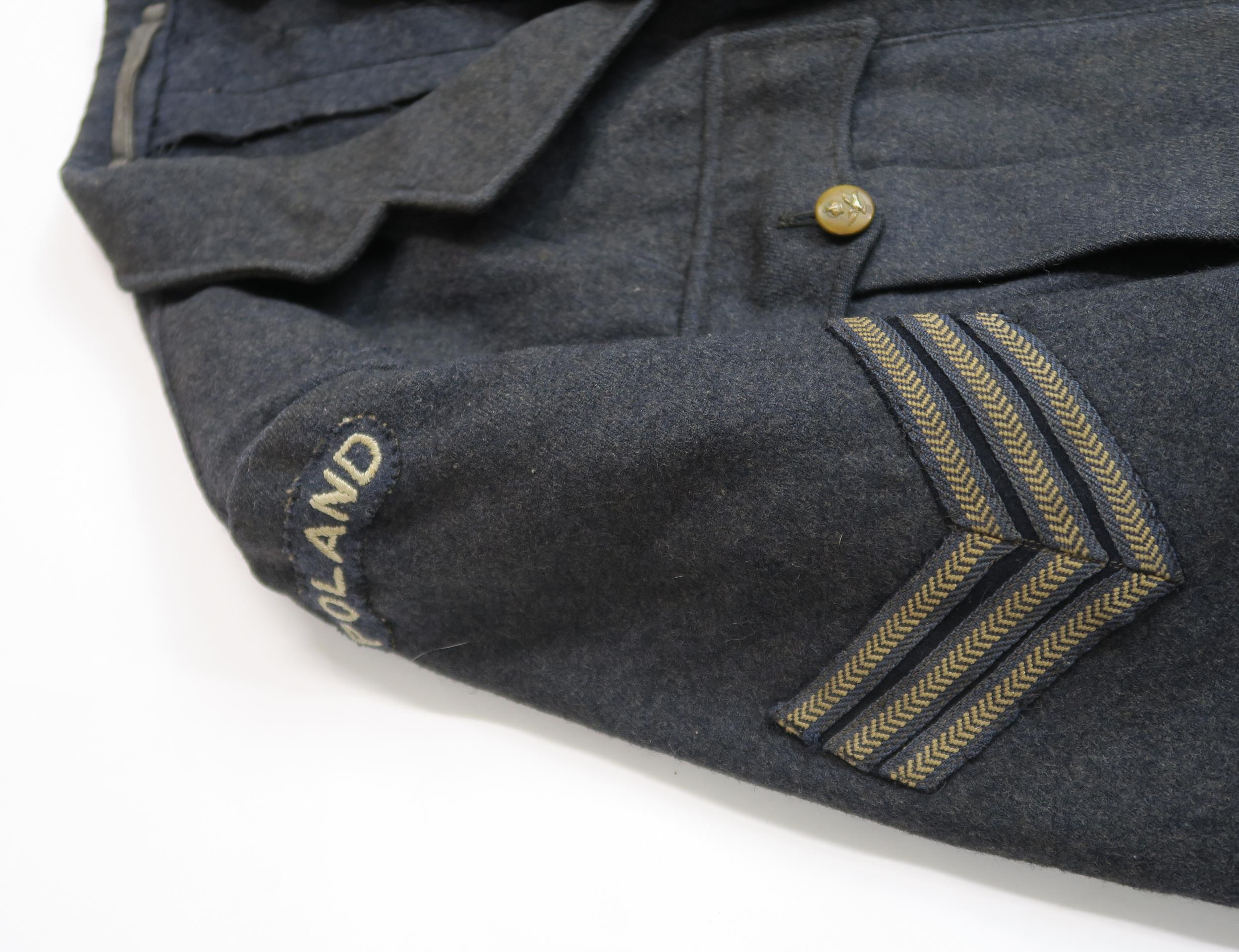 A WW2 1942-DATED POLISH RAF SERGEANT'S TUNIC Size no. 10, with embroidered "Poland" shoulder titles, - Image 4 of 9