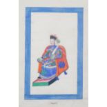 AN ALBUM OF TWELVE CHINESE PITH PAPER PAINTINGS painted in gouache and ink, depicting personages