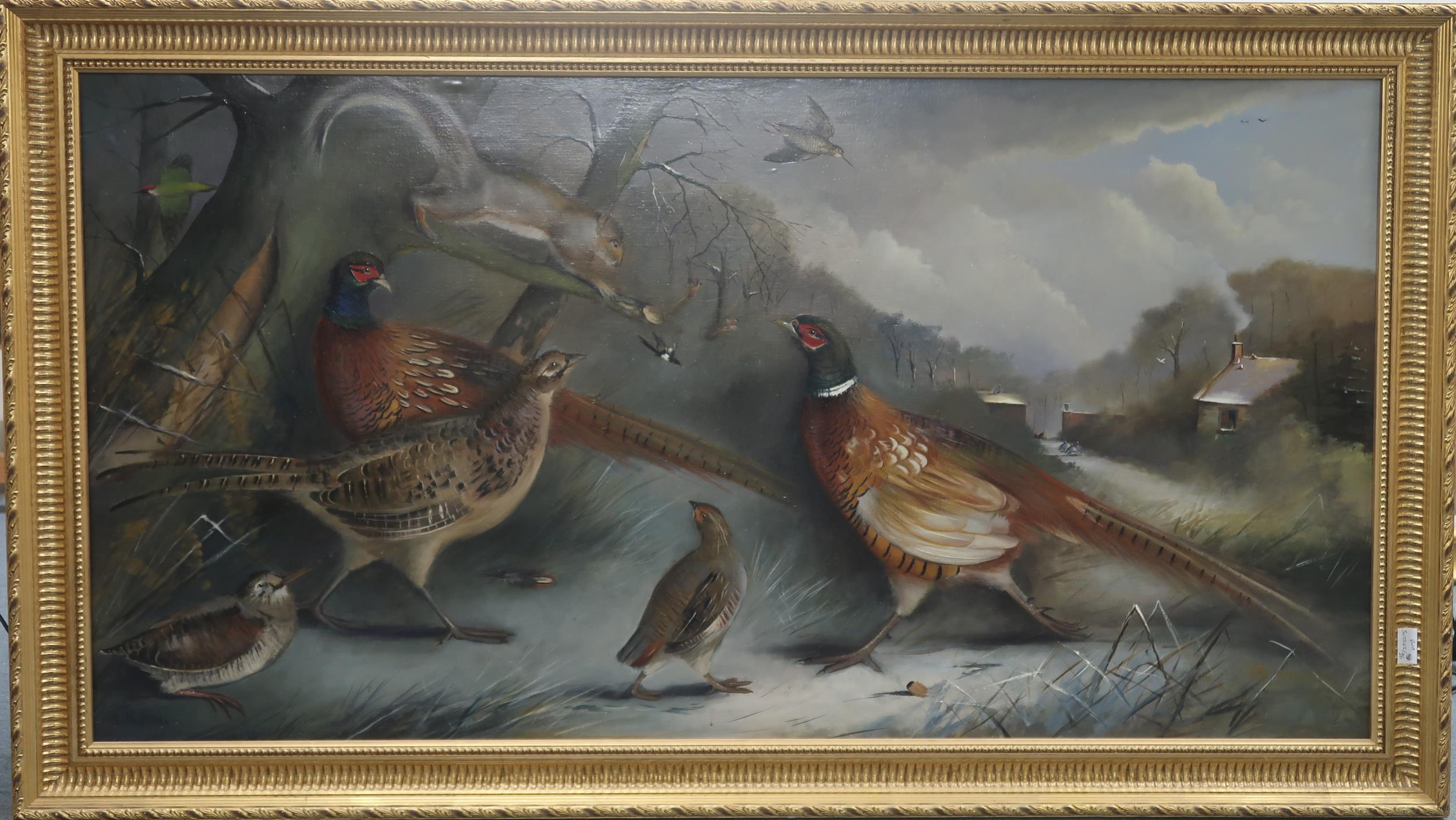 EDWARD HASELL MCCOSH (SCOTTISH b.1949) PHEASANTS, FOWL AND SQUIRREL IN A LANDSCAPE Oil on canvas, - Image 2 of 6