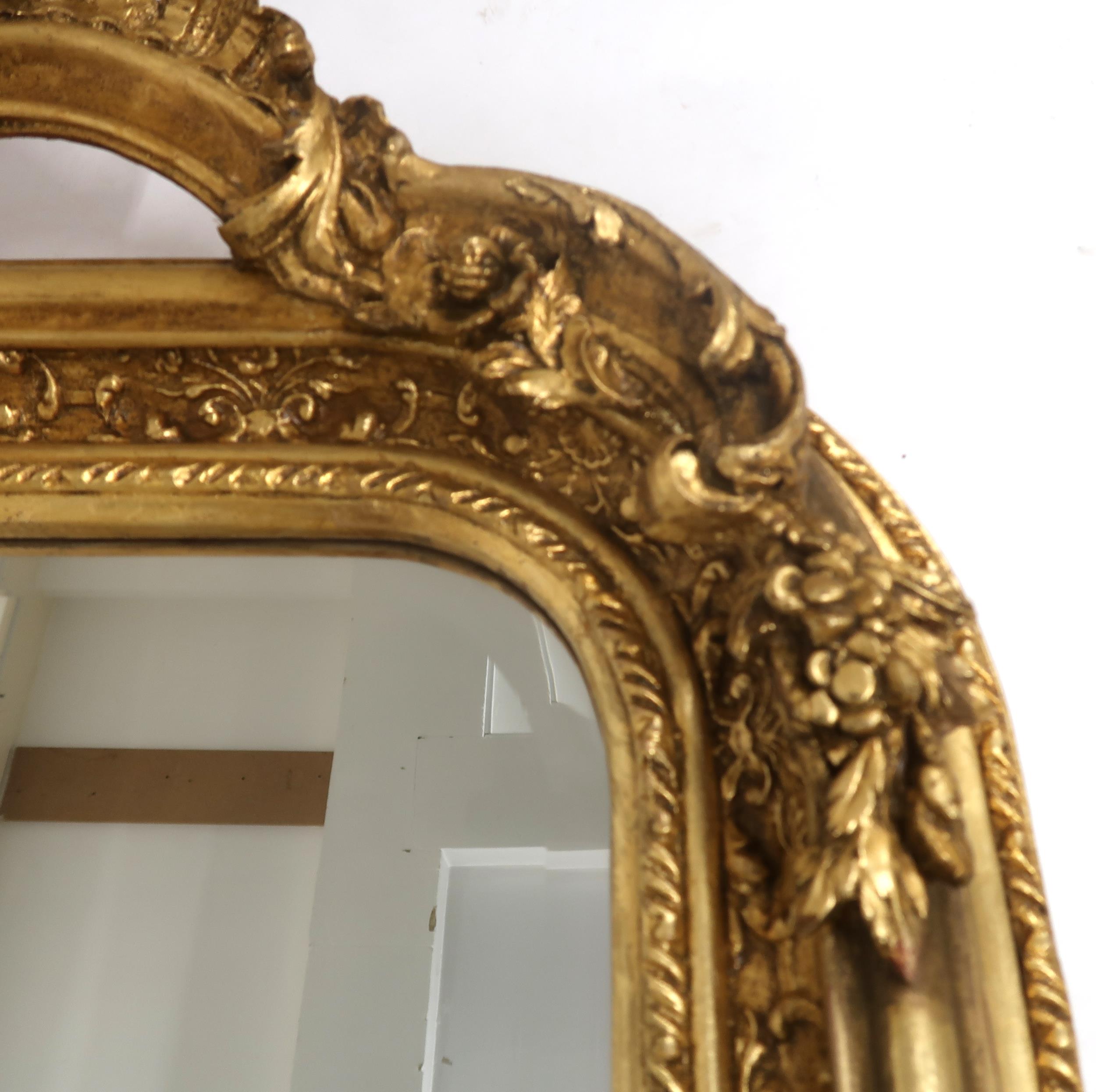 A 20TH CENTURY GILT FRAMED LOUIS PHILIPPE STYLE WALL MIRROR with scrolled foliate and fruit - Image 4 of 11