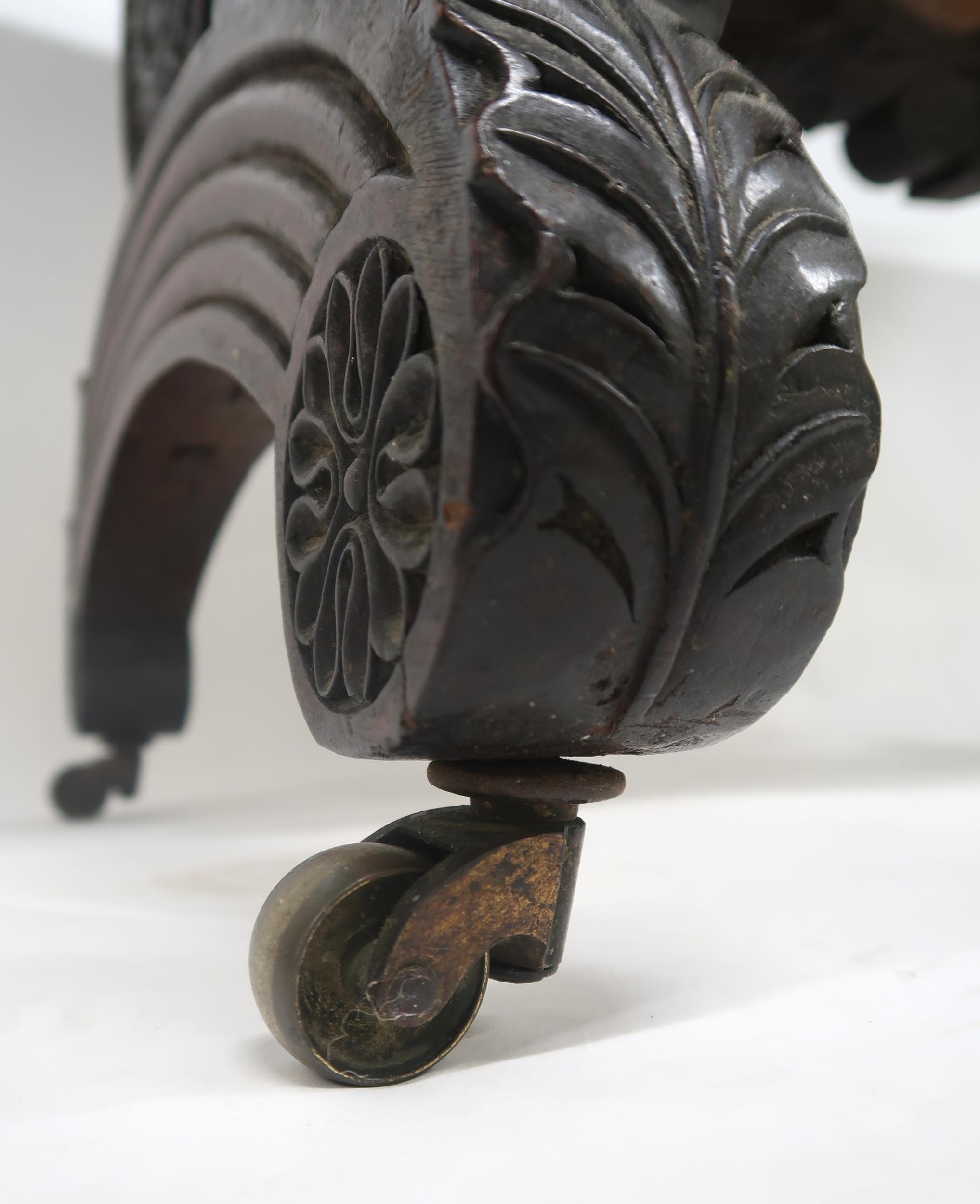 AN ANGLO-INDIAN ROSEWOOD LIBRARY TABLE with rectangular gadrooned top over a pair of asymmetrical - Image 6 of 13