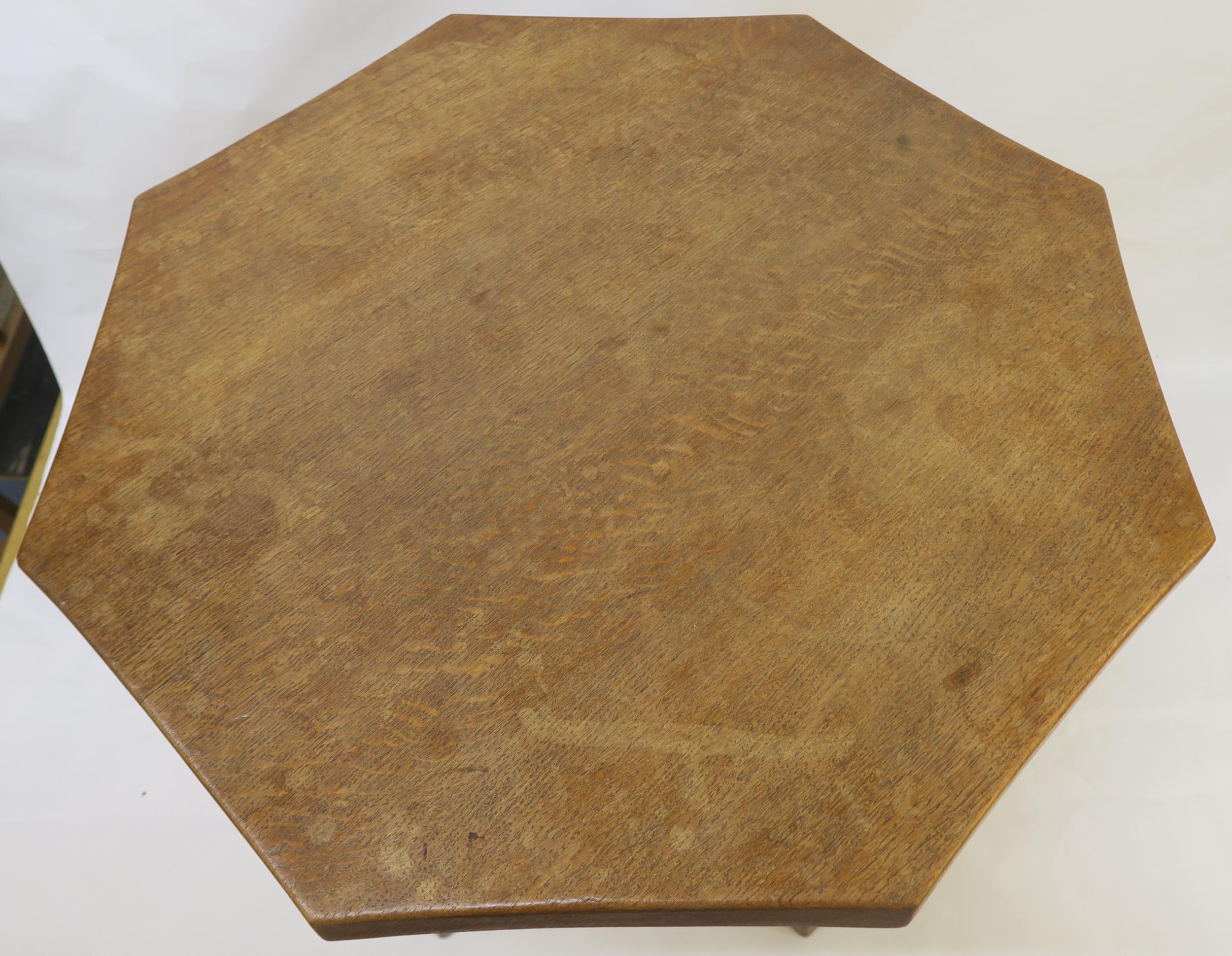 A 20TH CENTURY OAK ROBERT "MOUSEMAN" THOMPSON OF KILBURN OCTAGONAL OCCASIONAL TABLE - Image 4 of 7