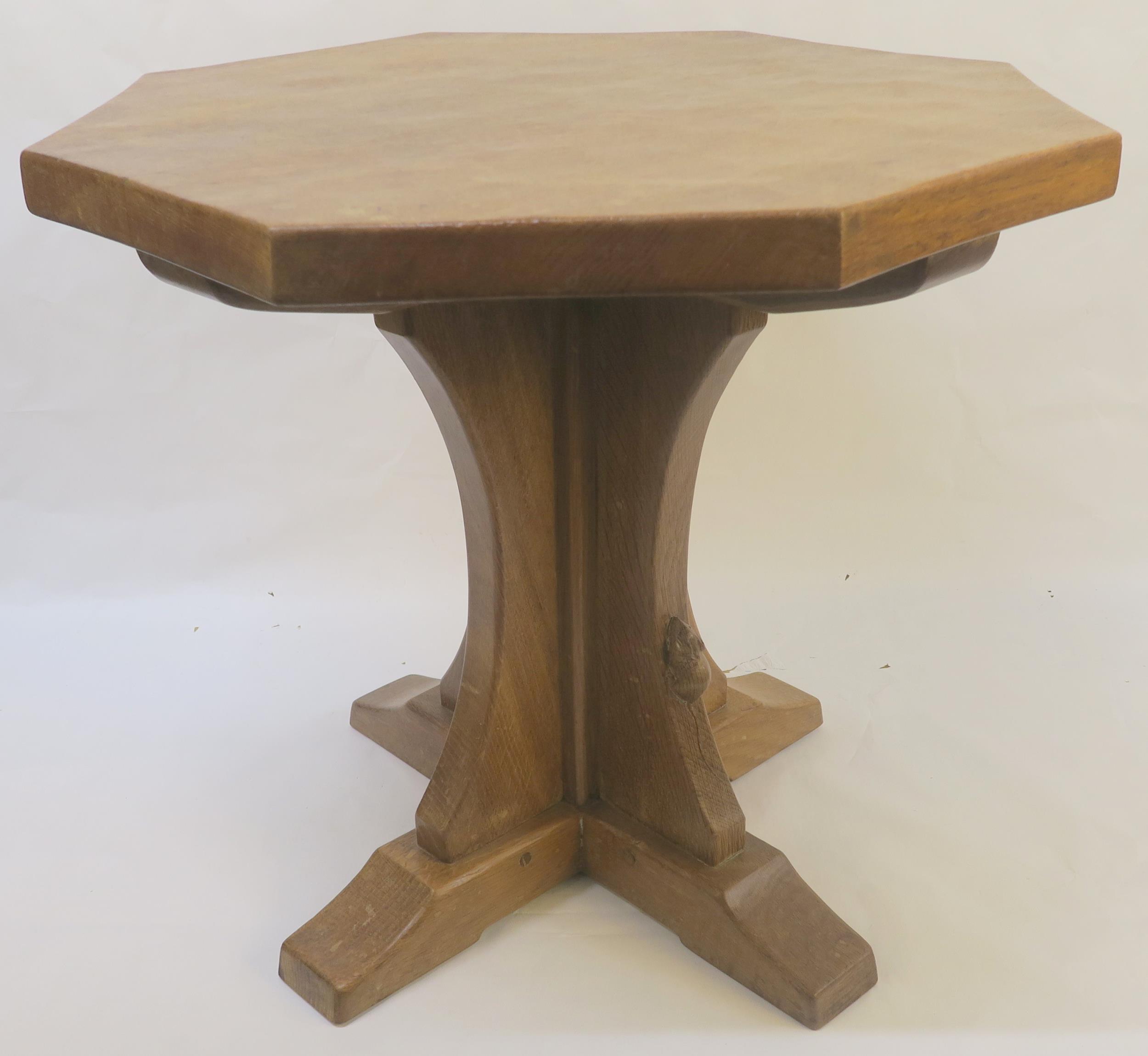 A 20TH CENTURY OAK ROBERT "MOUSEMAN" THOMPSON OF KILBURN OCTAGONAL OCCASIONAL TABLE - Image 2 of 7