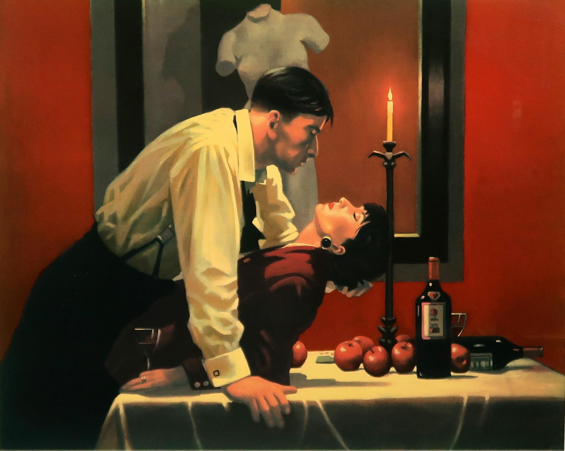 AFTER JACK VETTRIANO (SCOTTISH, b.1951) THE PARTY'S OVER Photographic print, signed in pencil (lower