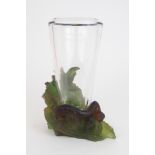 A DAUM GLASS SERPENT VASE STAND with clear glass Nachtmann glass vase, with box Condition Report: