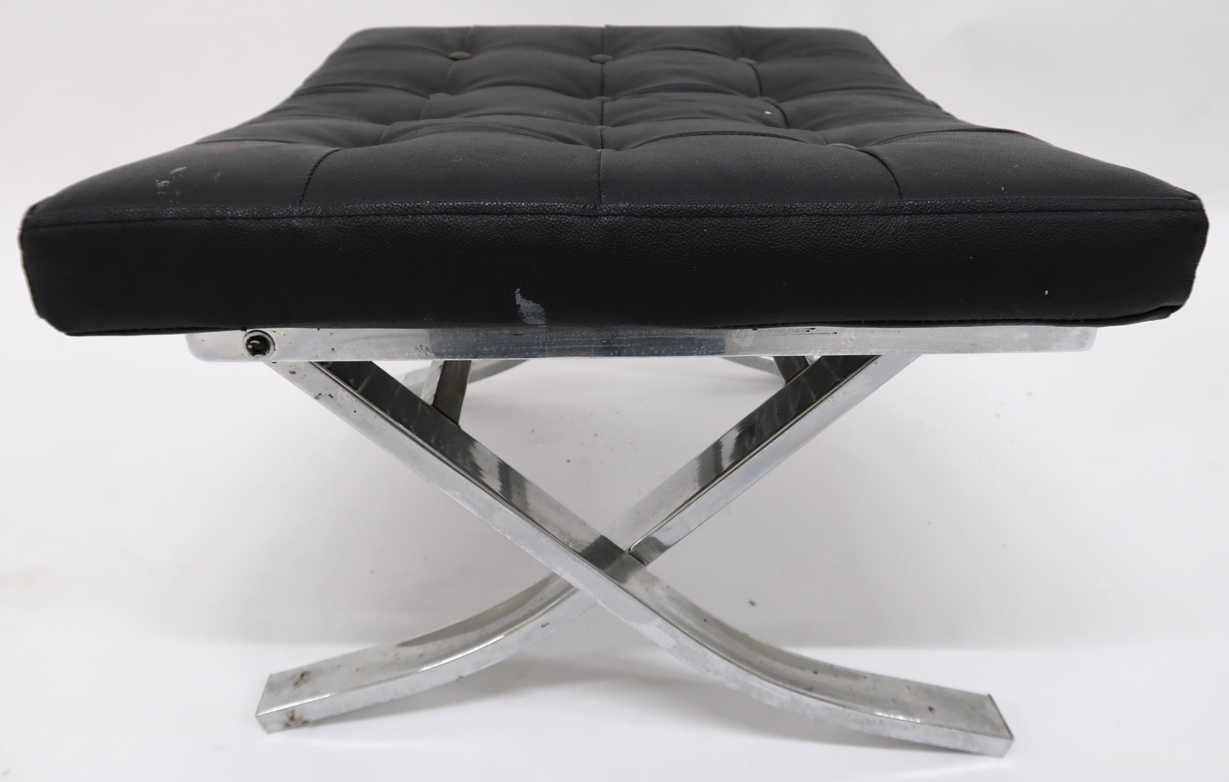 A 20TH CENTURY AFTER LUDWIG MIES VAN DER ROHE "BARCELONA" CHAIR AND STOOL both with black leather - Image 8 of 8