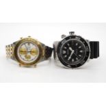 TWO SEIKO WATCHES A Seiko Olympic chronograph with stainless steel and gold coloured strap and body,