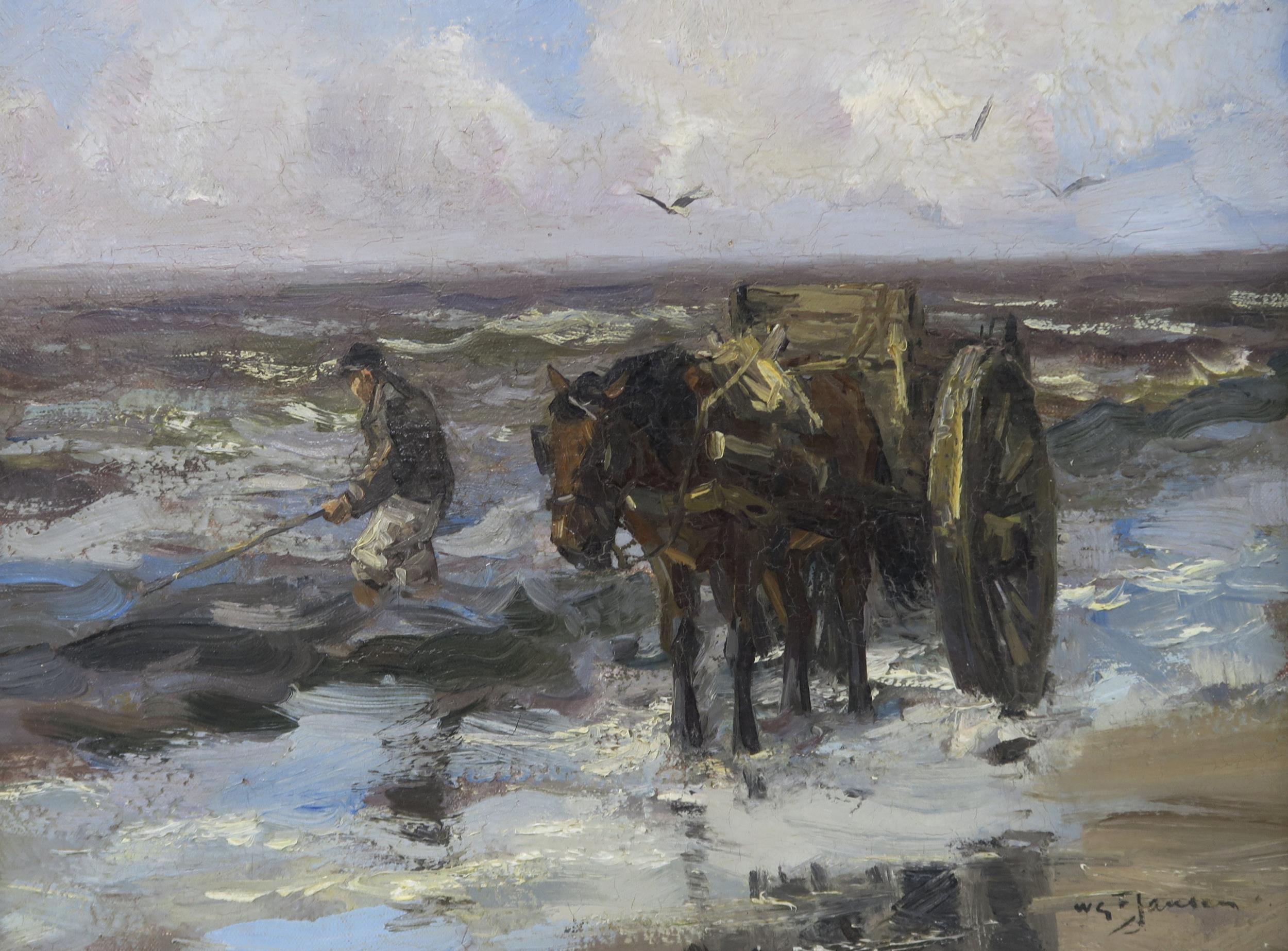 WILLEM G F JANSEN (DUTCH 1871-1949) THE SHELLFISHER  Oil on canvas, signed lower right, 26 x 34cm (