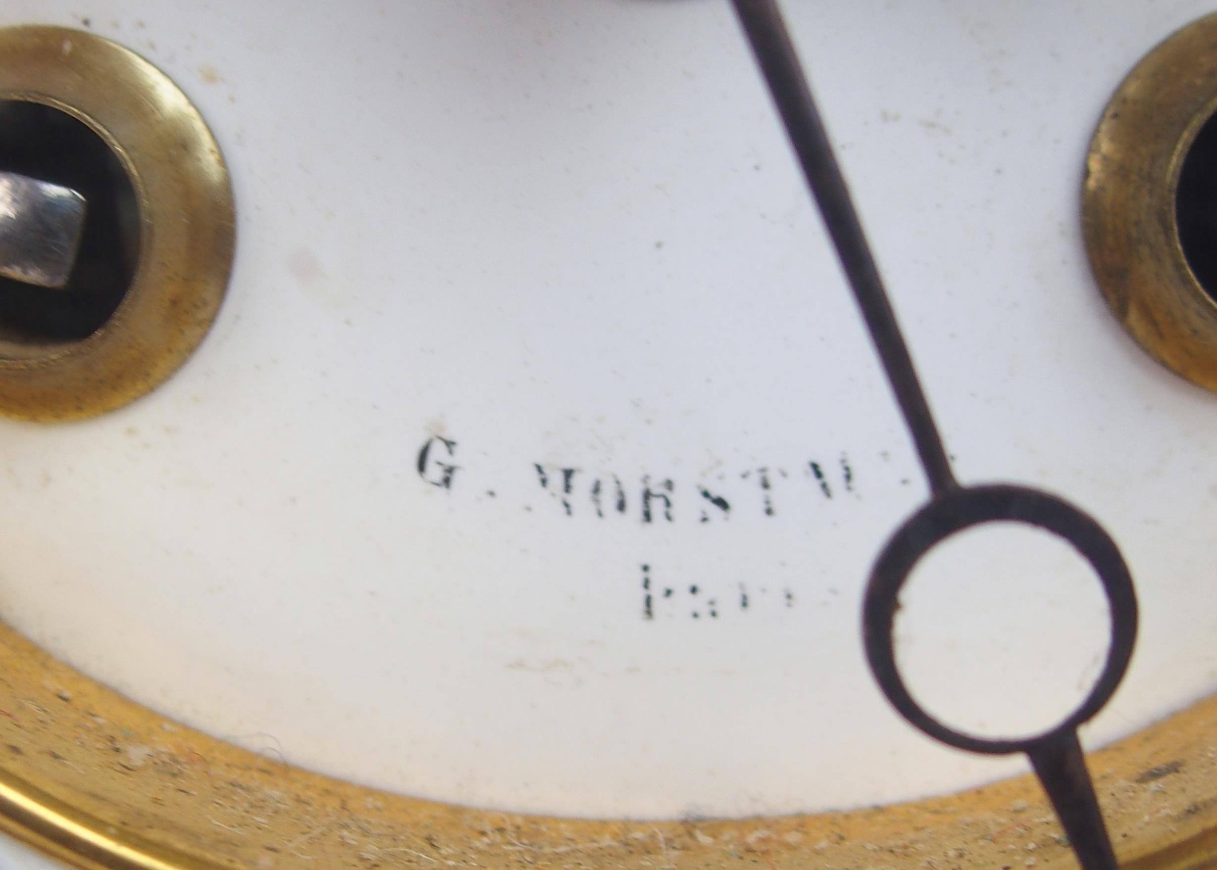 AN UNUSUAL MARBLE AND BURR WALNUT CLOCK the white dial with roman numerals, the movement stamped - Image 3 of 7