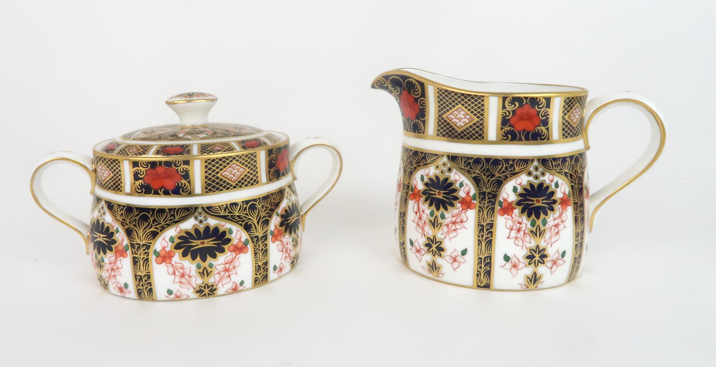 A SET OF SIX ROYAL CROWN DERBY COFFEE CANS AND SAUCERS with six matching plates, milk jug and lidded - Image 4 of 4