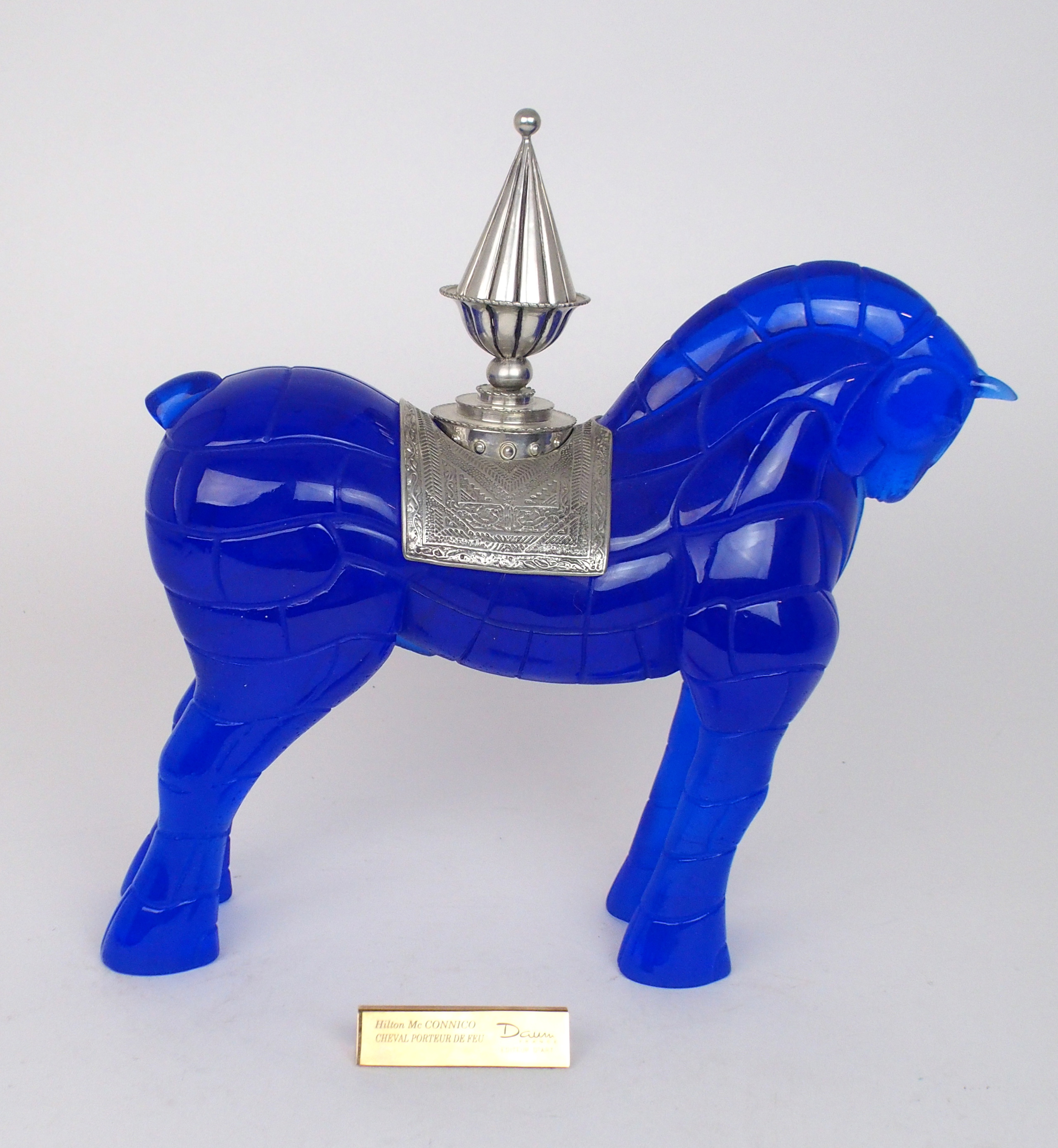 A LIMITED EDITION DAUM MODEL OF A HORSE 'CHEVAL PORTEUR DE FEU' designed by Hilton McConnico, no
