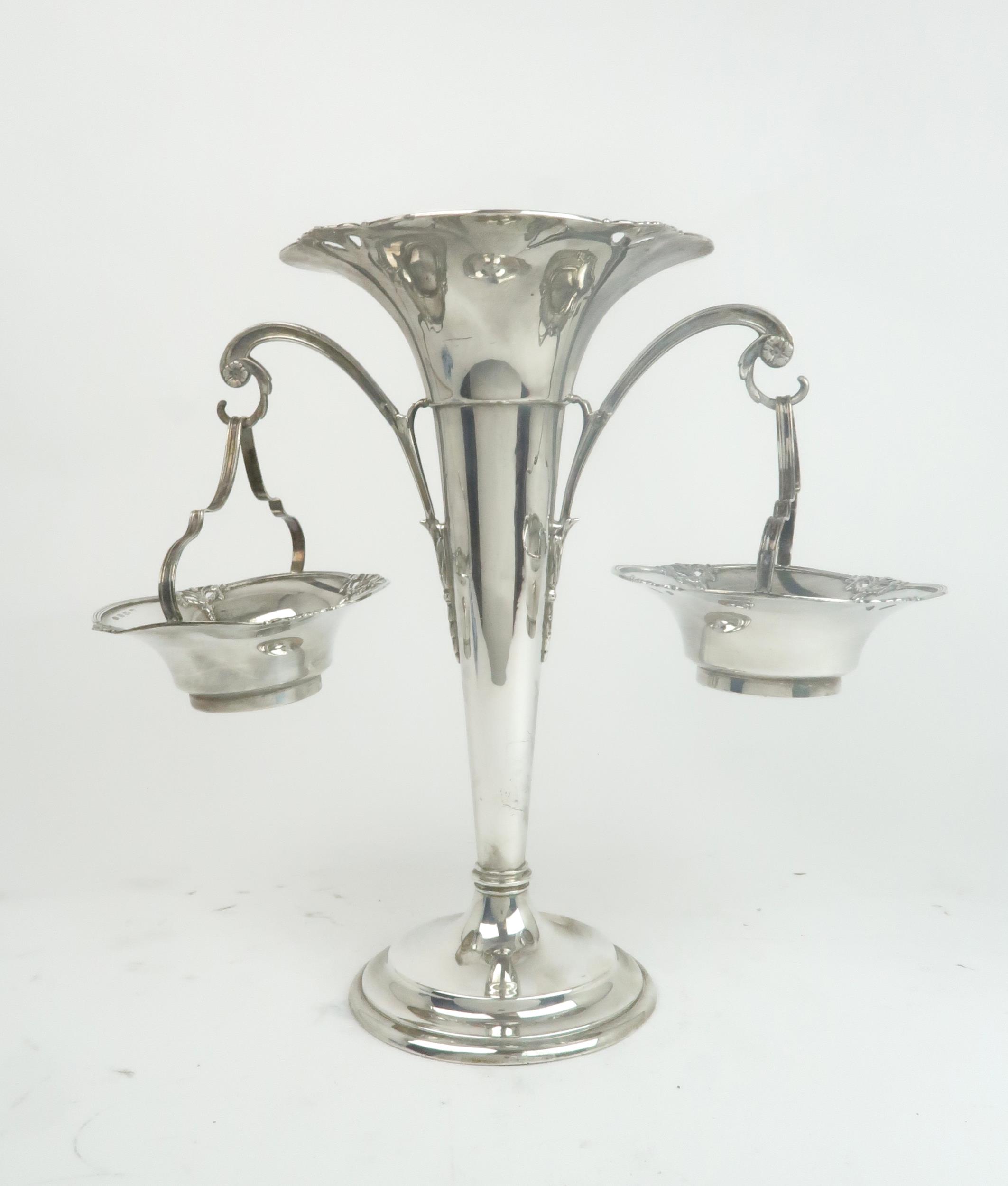 A GEORGE V SILVER EPERGNE by Elkington & Co, Birmingham 1921, fully marked to the baskets, the