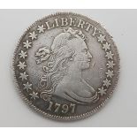 1797 DRAPED BUST SMALL EAGLE HALF DOLLAR Obverse LIBERTY DRAPED BUST 1797 15 Stars, Reverse UNITED