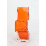 A GEOFFREY BAXTER FOR WHITEFRIARS DRUNKEN BRICKLAYER VASE in tangerine colourway, 21cm high