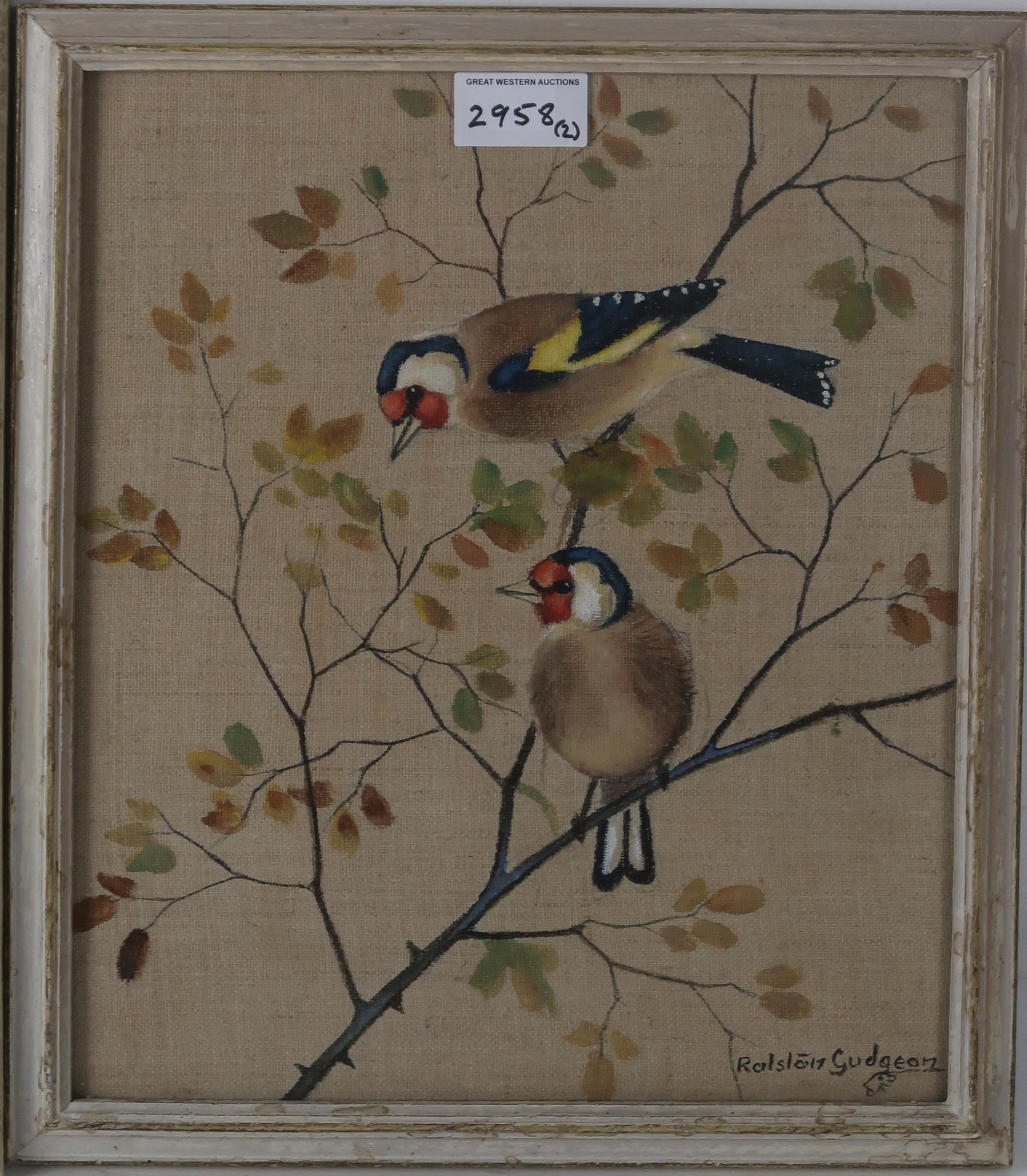 RALSTON GUDGEON (SCOTTISH 1910-1984) GOLDFINCHES Gouache on linen, signed lower right, 29.5 x - Image 3 of 4