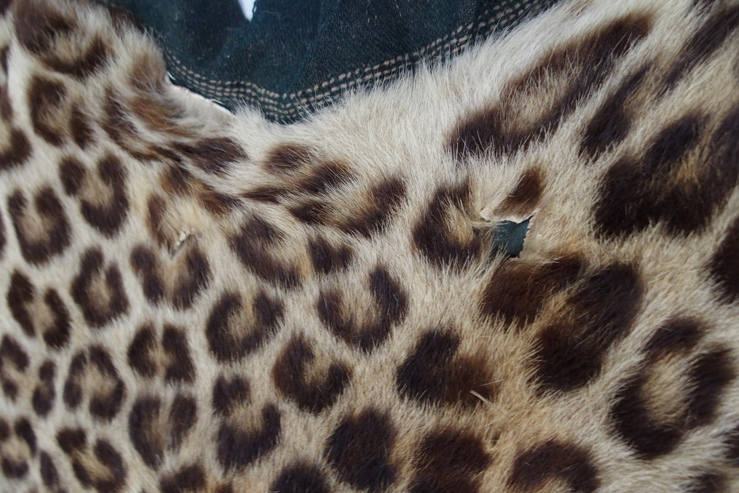 A 20TH CENTURY TAXIDERMY LEOPARD PELT RUG on green felt trimmed backing with snarling open-mouthed - Image 14 of 16