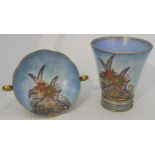 A CARLTON WARE STARFLOWER TWO HANDLED DISH 12.5cm diameter, together with a matching vase,