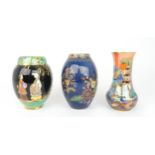 CHINALAND PATTERN VASE WITHDRAWN FROM THIS LOT THREE CARLTON WARE VASES