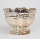 A LATE VICTORIAN SILVER ROSE BOWL by Elkington & Co, Birmingham 1895, the body fluted, with bands of