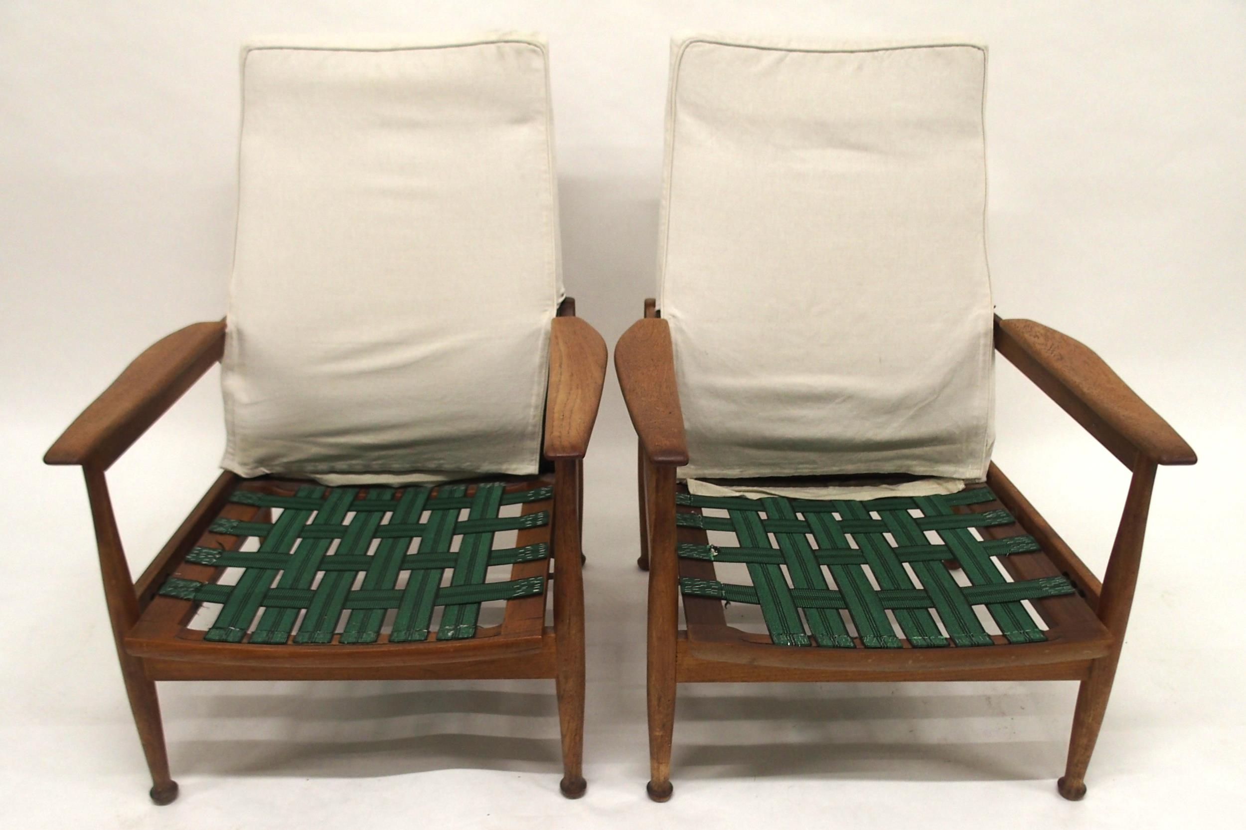 A PAIR OF GEORGE FEJER AND ERIC PAMPHILON FOR GUY ROGERS "MANHATTAN" RECLINING ARMCHAIRS with - Image 4 of 7