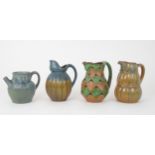 TWO EARLY 20TH CENTURY DENBAC FRENCH STUDIO POTTERY JUGS both glazed and one decorated with