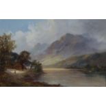 FRANCIS E JAMIESON Highland loch and another, signed, oil on canvas, 40 x 60cm  (2) Condition