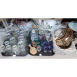 Assorted glass storage jars, EPNS plates, dishes, cutlery and coloured drinking glasses Condition