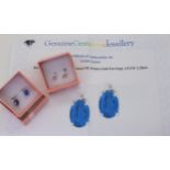 A pair of 9ct white gold kyanite and rose cut diamond earrings, with a certificate from 'Coloured