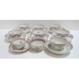 Six English porcelain tea bowls and saucers, together with Chinese famille rose examples Condition