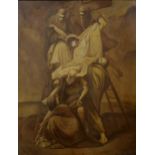 BRITISH SCHOOL Christ taken down from the cross, oil on canvas, 91 x70cm Condition Report: