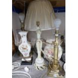 Assorted table lamps, globe of the world and a  ewer Condition Report:No condition report