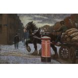 THOMAS CORSAN MORTON (SCOTTISH 1859-1928) THE PILLAR BOX Pastel, signed lower left, 29 x 46cm