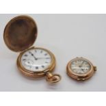 A 9ct gold cased ladies vintage watch weight including mechanism 11.1gms, together with a gold