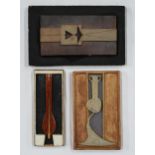 JOHN TAYLOR (SCOTTISH b.1936) MACKINTOSH SHAPES Clay, signed bottom right, 22 x 10cm Together with 2