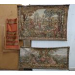 Two French wall hangings and a table cover Condition Report:No condition report available.