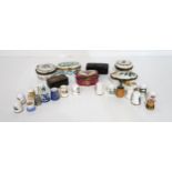 Limoges trinket or patch boxes, snuff boxes and assorted thimbles Condition Report:Available upon